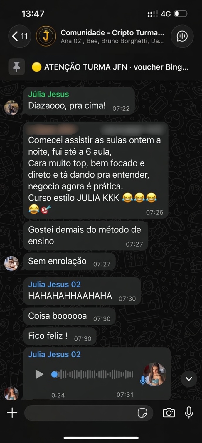 Depoimento real de aluno da Turma JFN